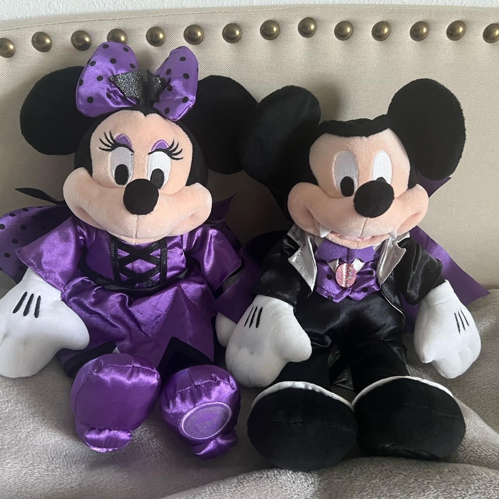 Disney Store Mickey and Minnie Halloween Plushes